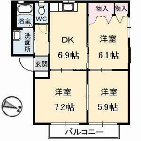 ディアス川南（Ｓ）の物件間取画像